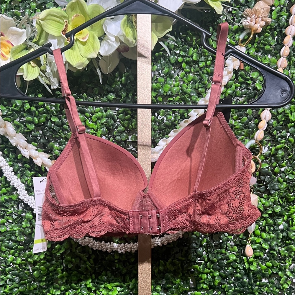 Tahari RT:$72 Elegant Lace Trimmed Push Up Padded Bra in Dusty Rose size 34B - Picture 4 of 6